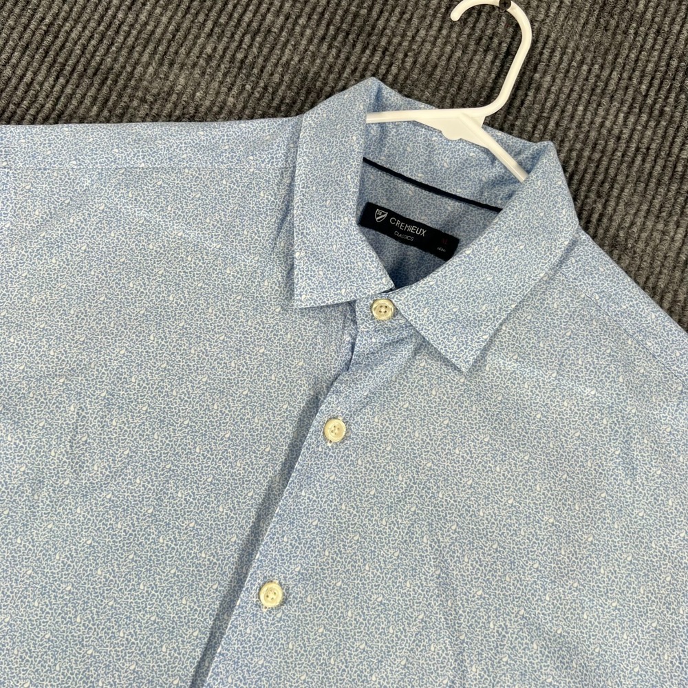Cremieux Shirt Mens XL Extra Large Blue Geometric Short Sleeve Button Up Casual